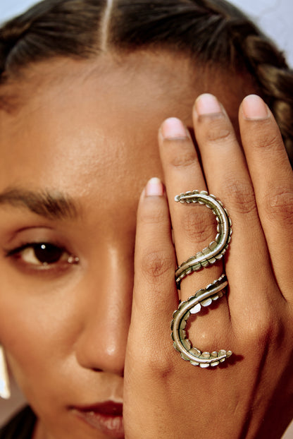 Oxidised Ring 925 silver Floral