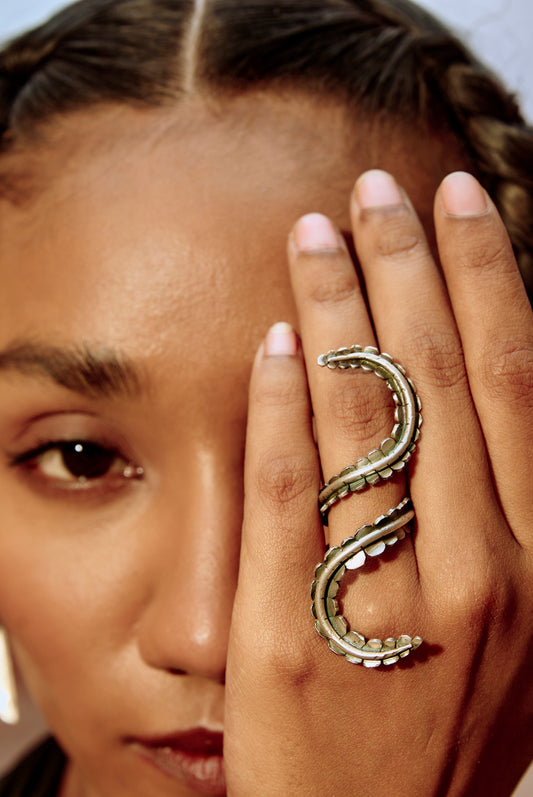 Oxidised Ring 925 silver Floral