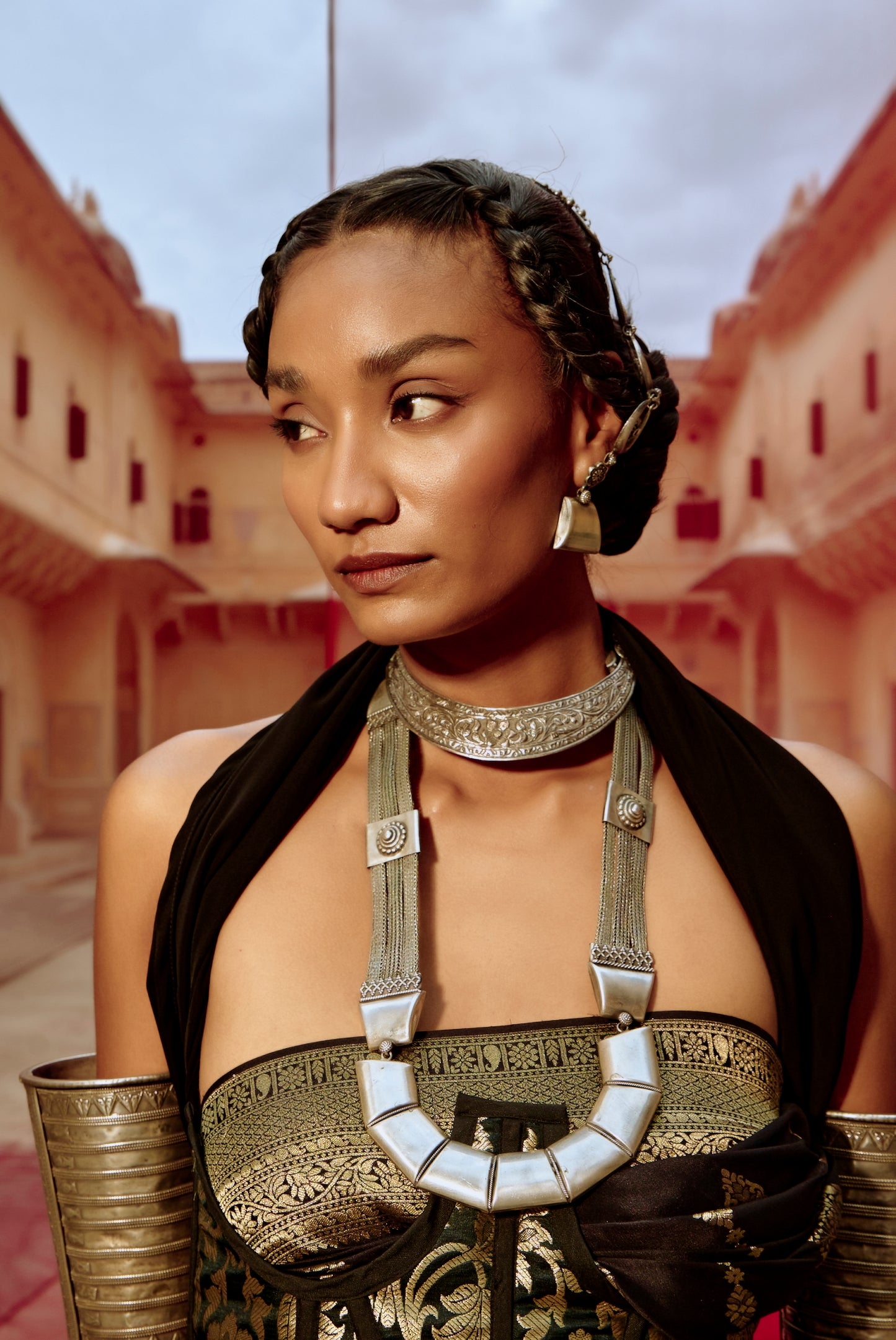 Modern Geometric 925 silver Chain Necklace Set