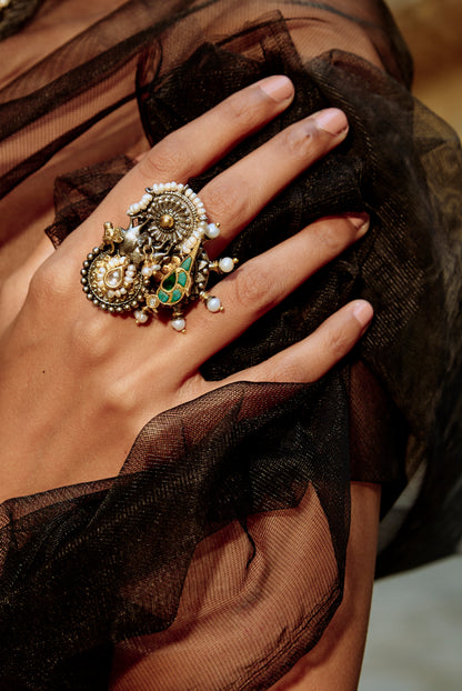 Oxidized 925 Silver Designer Ring Animal Motif