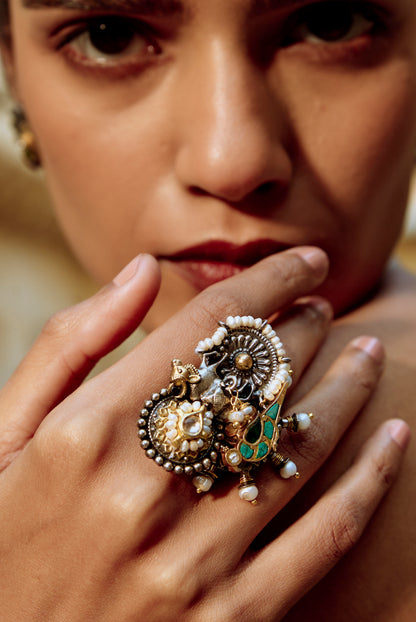 Oxidized 925 Silver Designer Ring Animal Motif