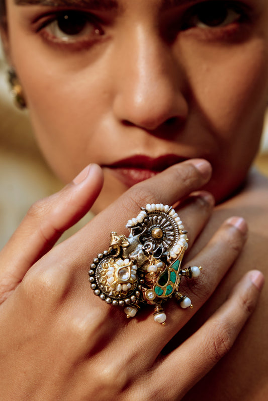 Oxidized 925 Silver Designer Ring Animal Motif