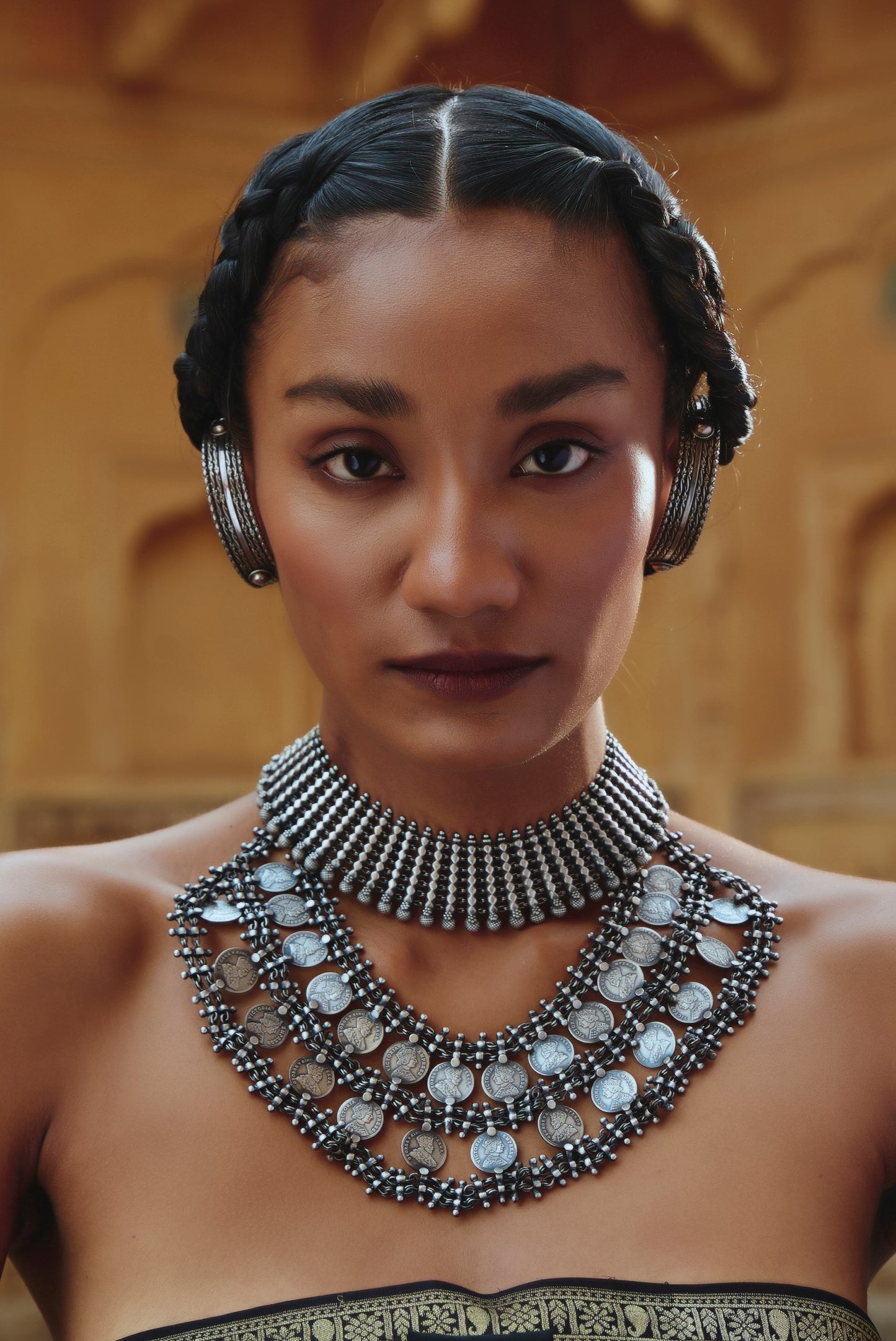 Vintage Coin Choker 925 silver Boho Necklace