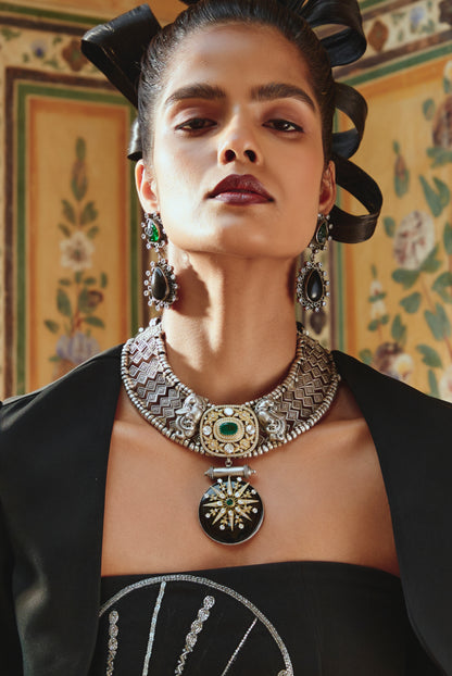 Temple Fusion Pendant 925 silver jewellery Statement Necklace