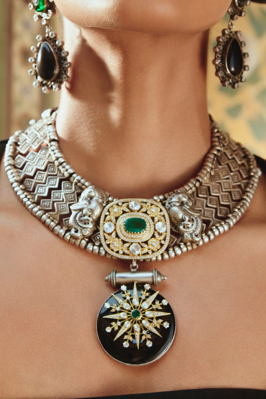 Temple Fusion Pendant 925 silver jewellery Statement Necklace