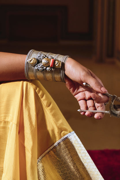 925 Silver Heritage Zari-Accented Cuff Bangle