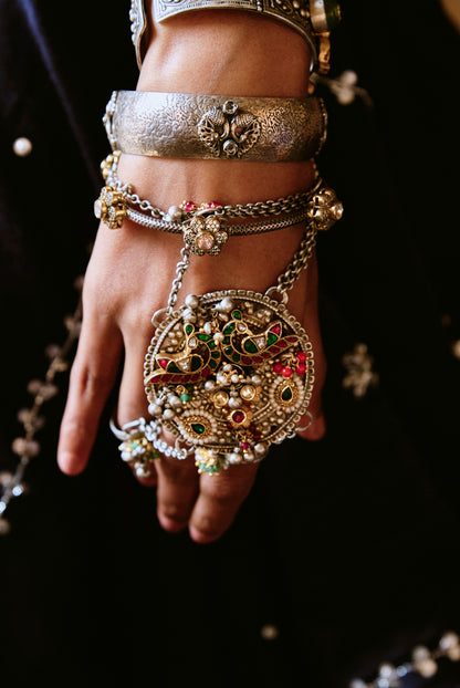 Vintage Moroccan Sterling Silver Filigree Cuff Bracelet