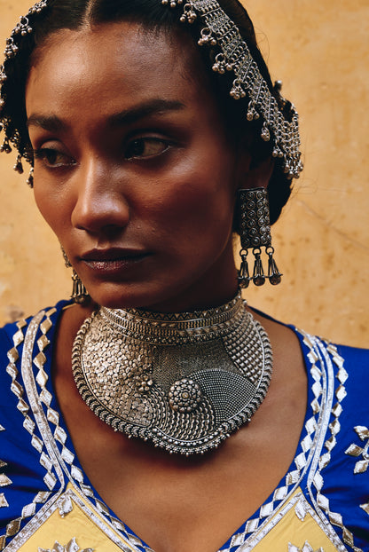 925 Silver Antique Tribal Choker Necklace