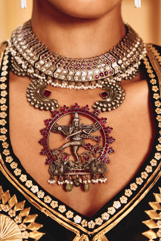Ruby Nataraja 925 silver Necklace