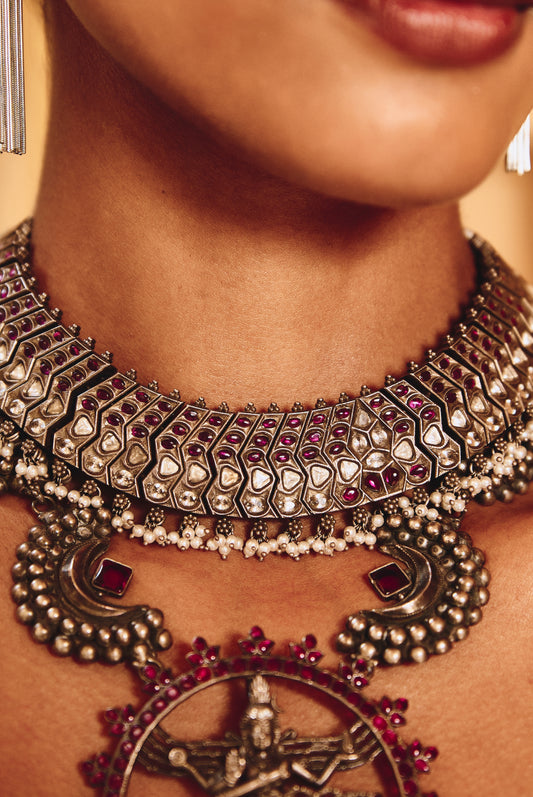 Silver Pink/ Pearl Necklace