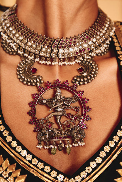 Ruby Nataraja 925 silver Necklace