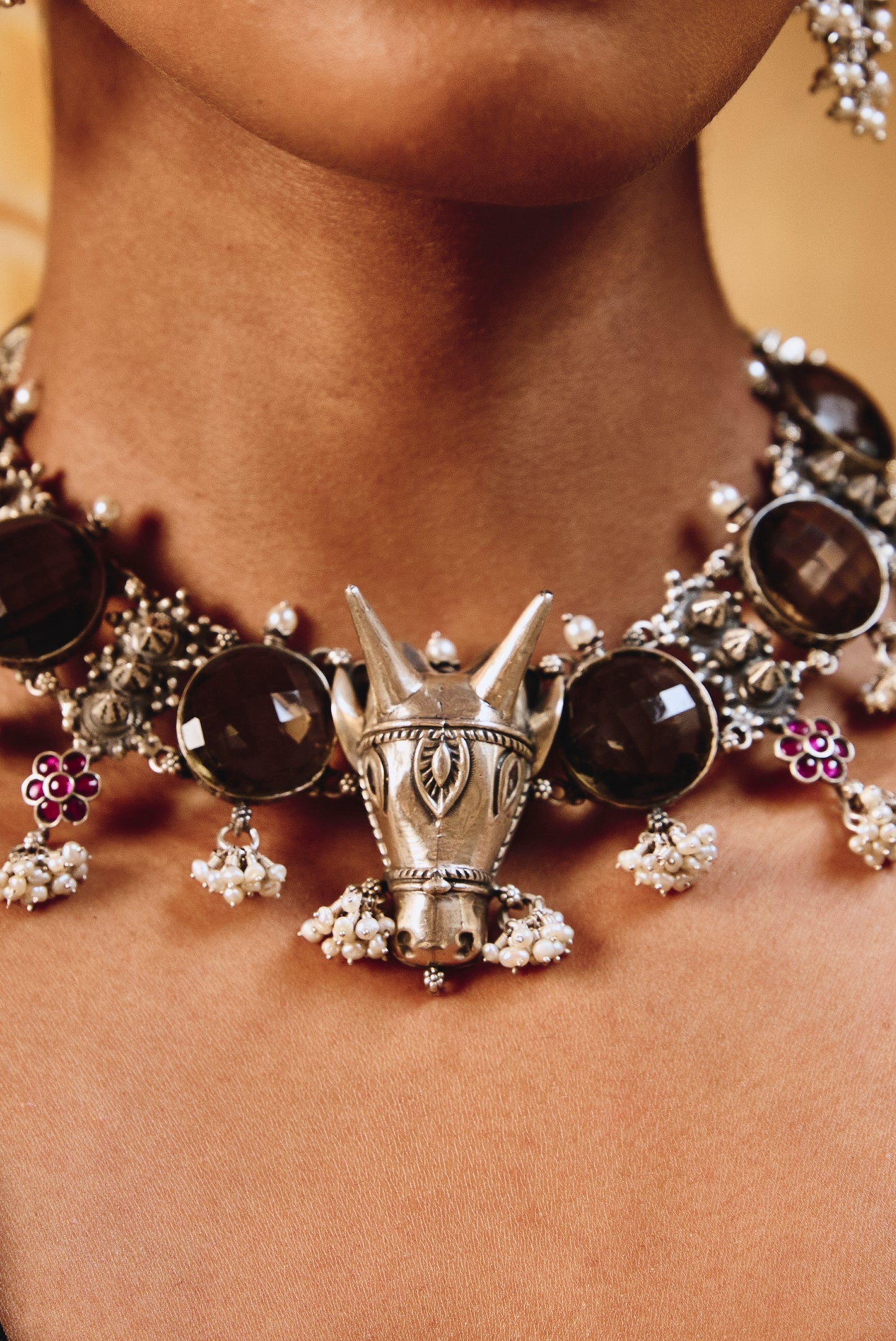 Nandi Pendant Pearl 925 silver Necklace