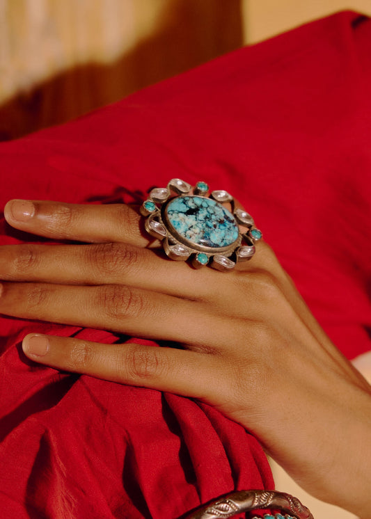 Elegant 925 Silver Turquoise Designer Ring