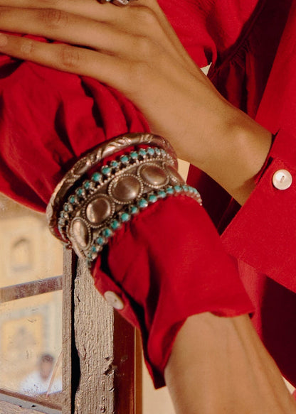 Vintage 925 Silver Turquoise Bangle Bracelet