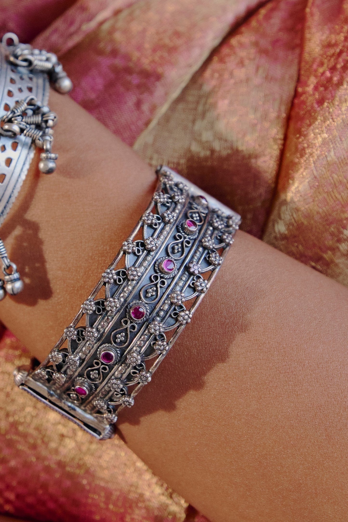 Oxidized 925 Silver Bracelet Traditional Pattern