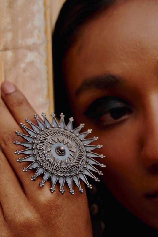 Classic Tribal Pattern 925 Silver Finger Ring