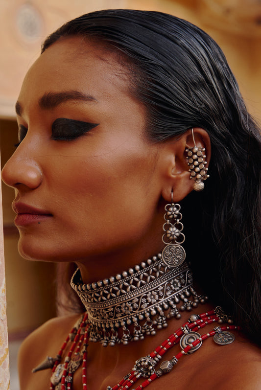 Tribal Ghungroo Choker 925 silver jewellery Oxidised Necklace