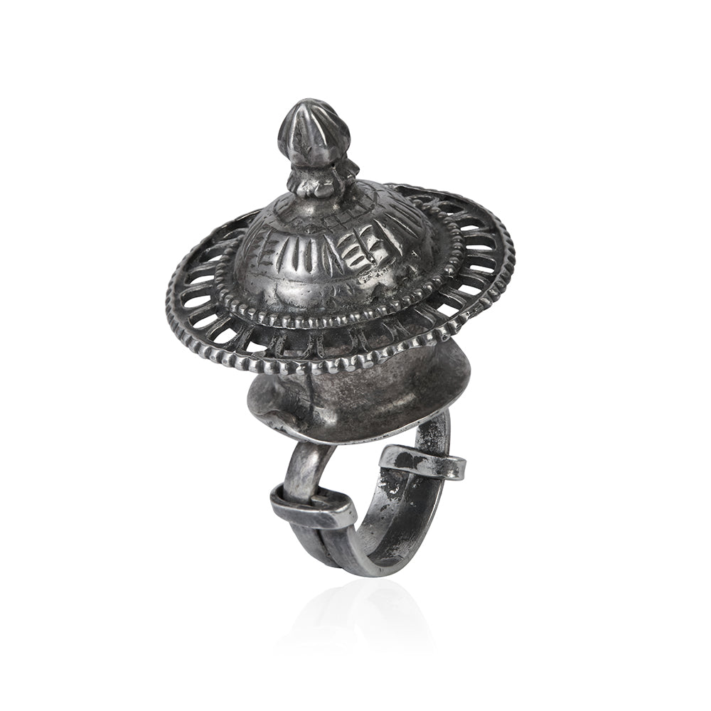 Ethnic Dome Ring 925 Silver Finish