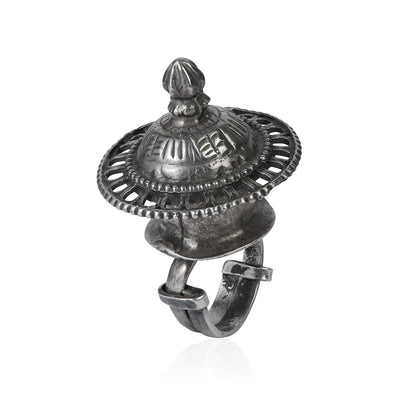 Ethnic Dome Ring 925 Silver Finish