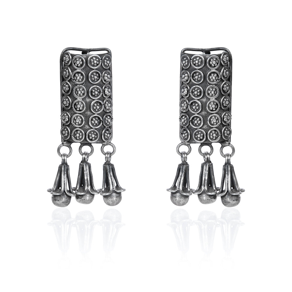 Handcrafted Rectangular 925 Silver Earrings