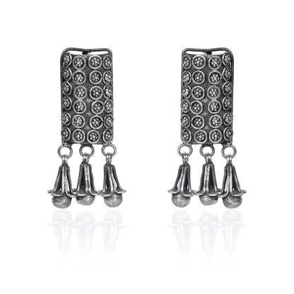 Handcrafted Rectangular 925 Silver Earrings