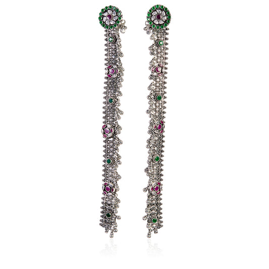Elegant Floral Green-Red Stone Wrap Anklet