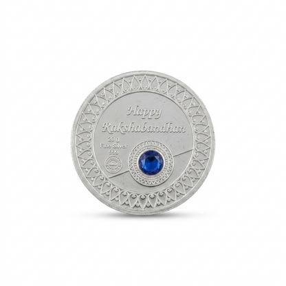 Round  Silver Happy Raksha Bandhan Coin