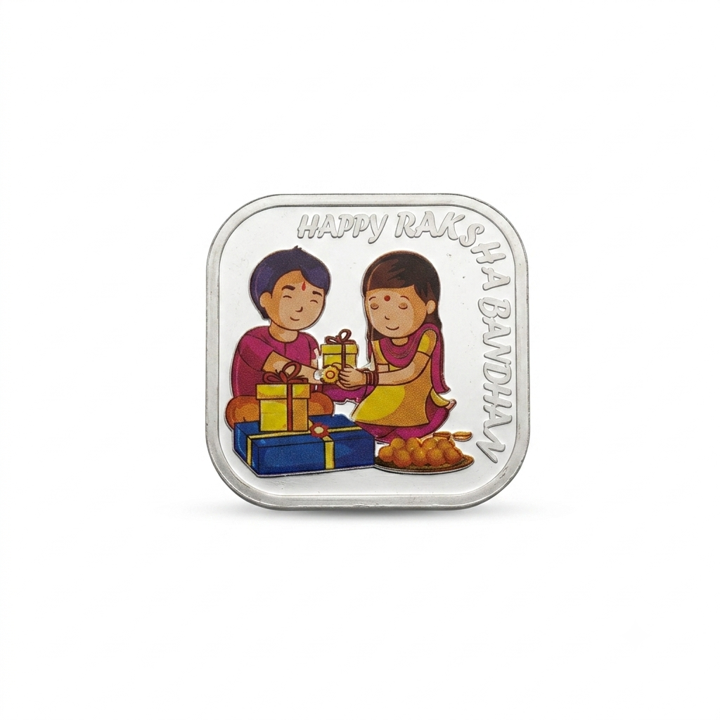 Silver Happy Raksha Bandhan Coin