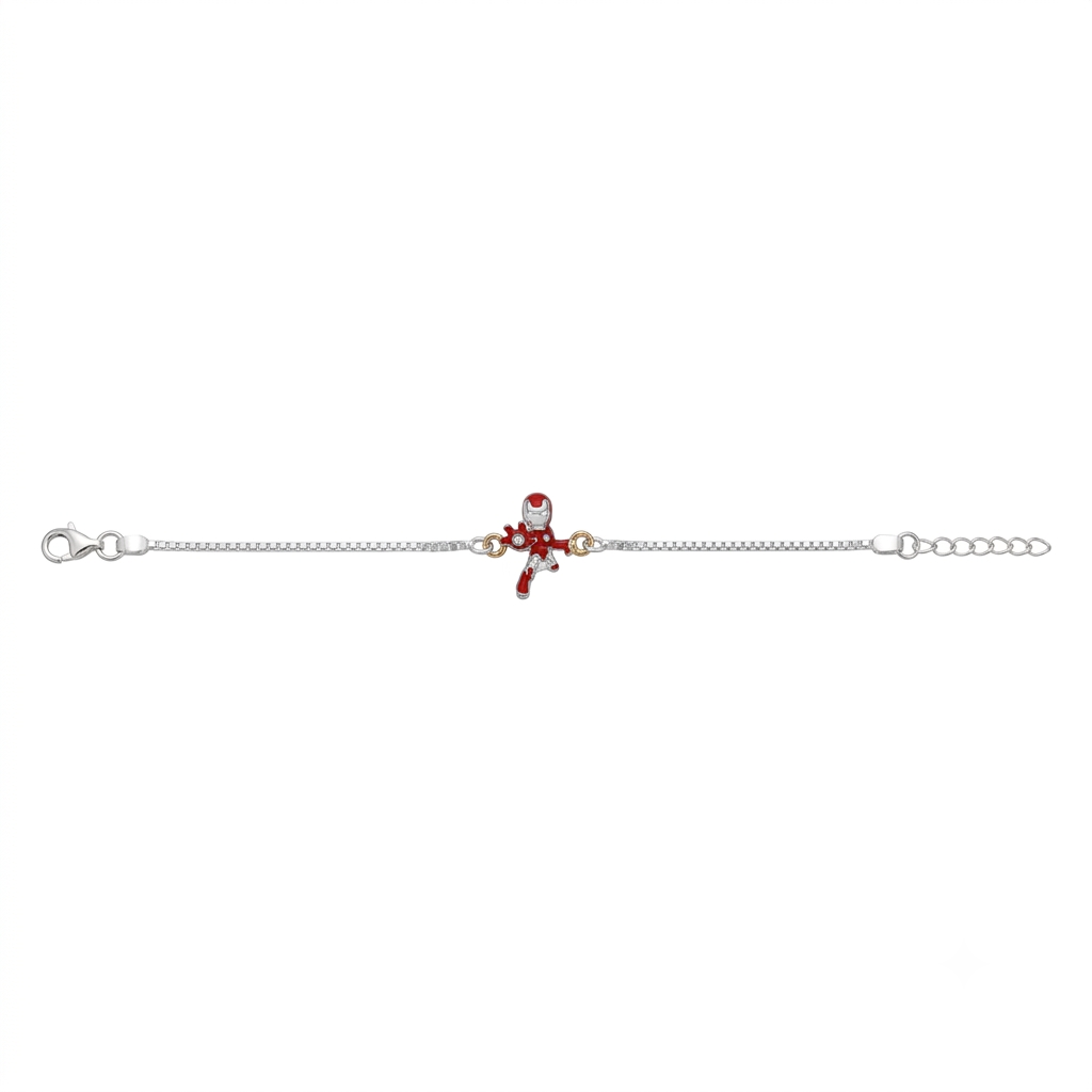 925 Silver Enamel Iron Man Kids Silver Rakhi
