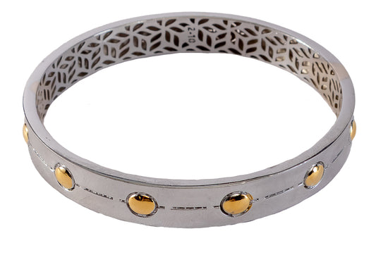 Two-Tone Silver and Gold Studded Bangle