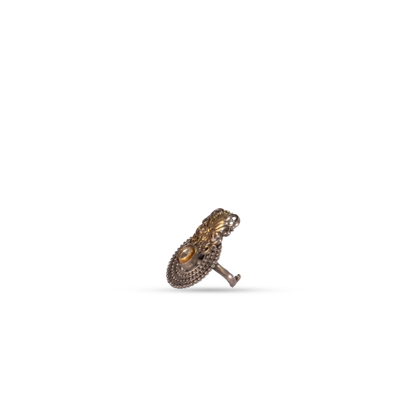 925 Silver Dual-Tone Filigree & Granulated Statement Ring