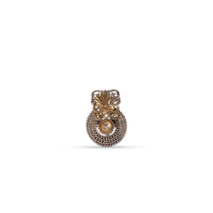 925 Silver Dual-Tone Filigree & Granulated Statement Ring