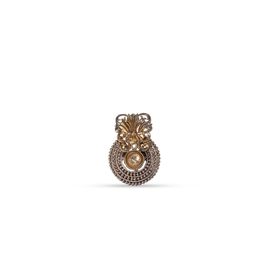 925 Silver Dual-Tone Filigree & Granulated Statement Ring