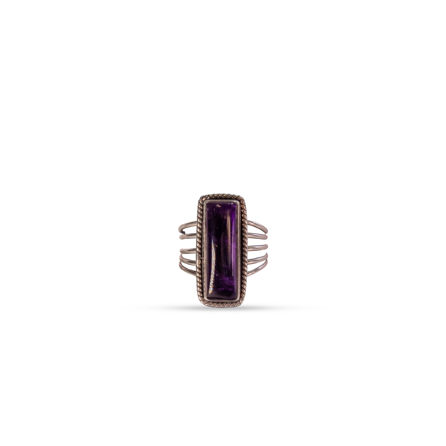 925 Silver Rectangular Amethyst Multi-Band Ring