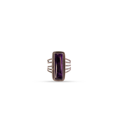 925 Silver Rectangular Amethyst Multi-Band Ring