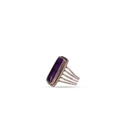 925 Silver Rectangular Amethyst Multi-Band Ring