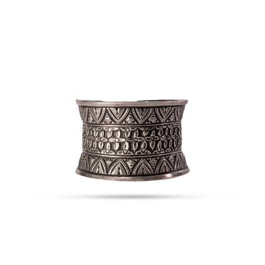 925 Silver Geometric Tribal Kada Bangle