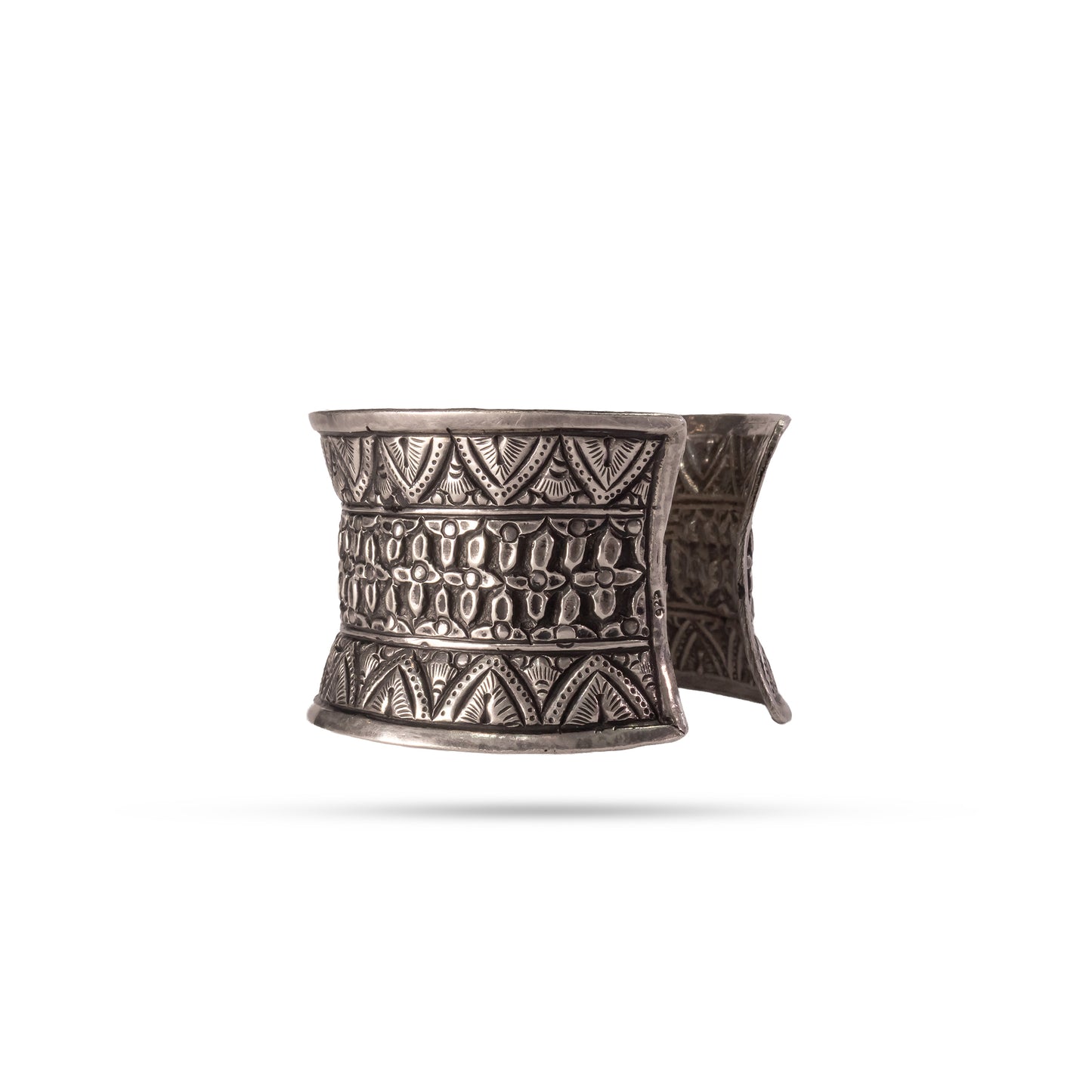 925 Silver Geometric Tribal Kada Bangle