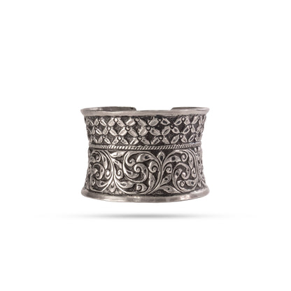 925 Silver Carved Filigree Kada Bangle