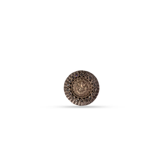 925 Silver Antique Ganesha & Marcasite Statement Ring