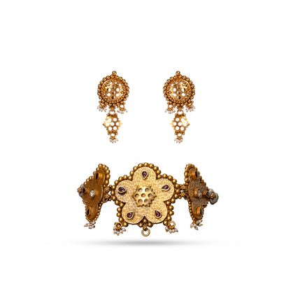 925 Silver Gold-Plated Choker & Earring Set