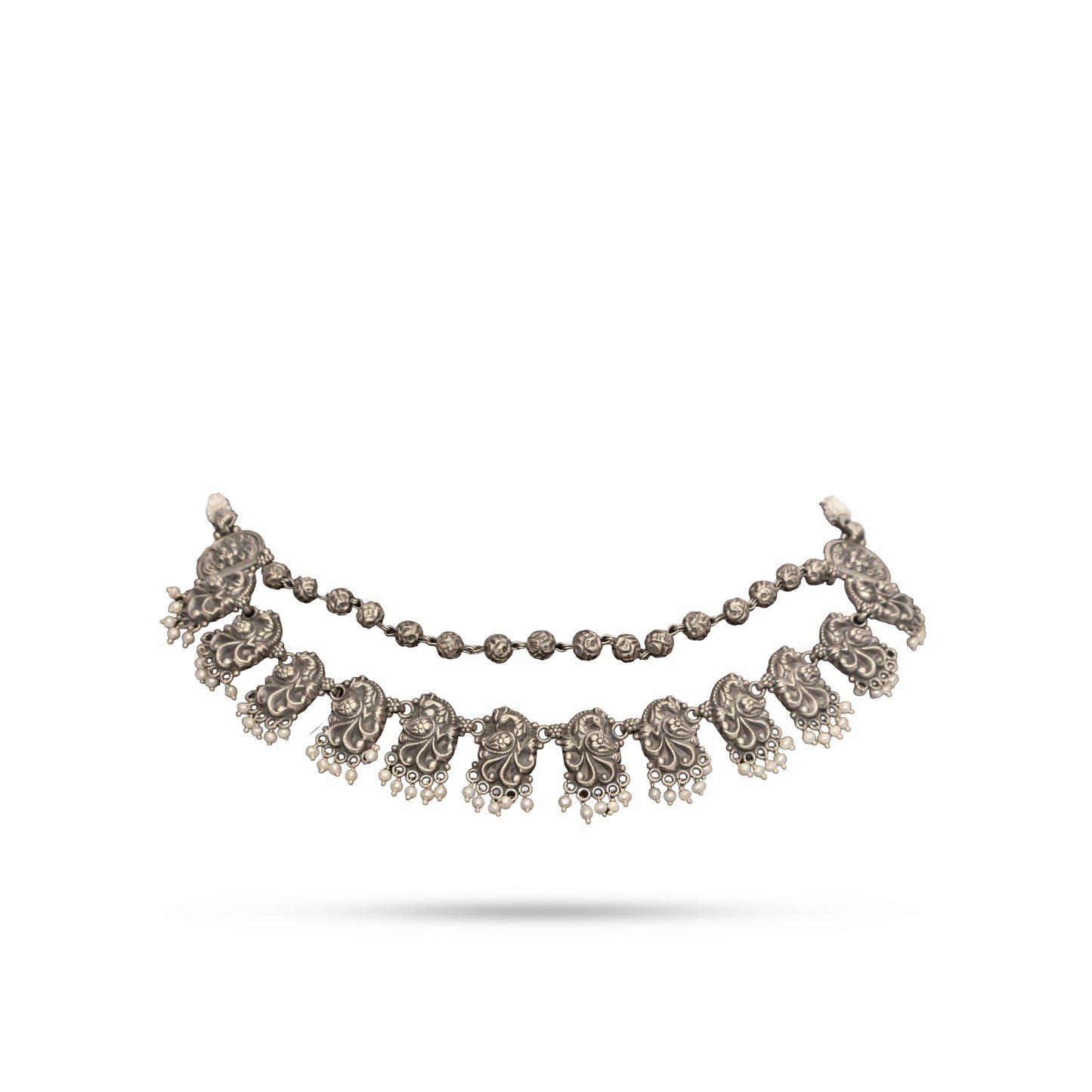 925 Silver Peacock Temple Choker Necklace