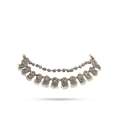 925 Silver Peacock Temple Choker Necklace