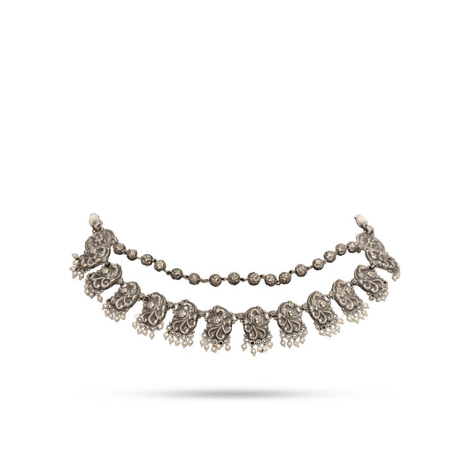 925 Silver Peacock Temple Choker Necklace