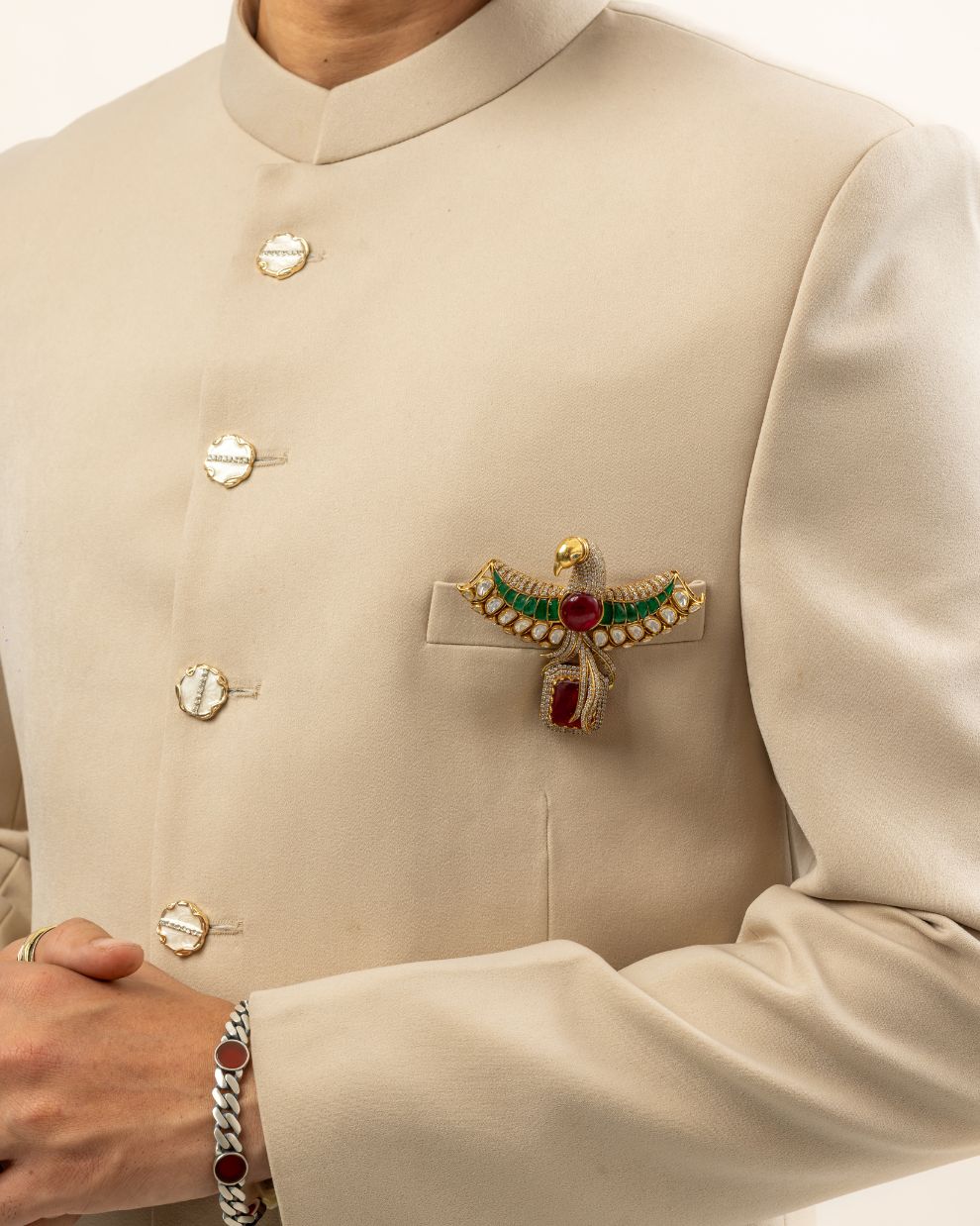 Jeweled Phoenix Statement Brooch