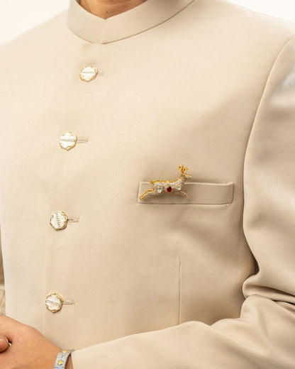 Jeweled Leaping Stag Brooch