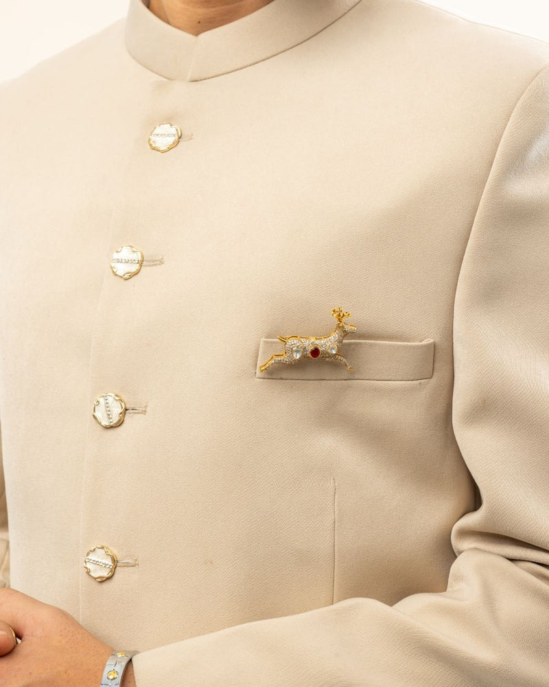 Jeweled Leaping Stag Brooch