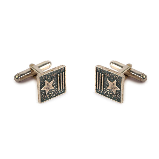 Vintage Style Star and Bar Rectangular Cufflinks