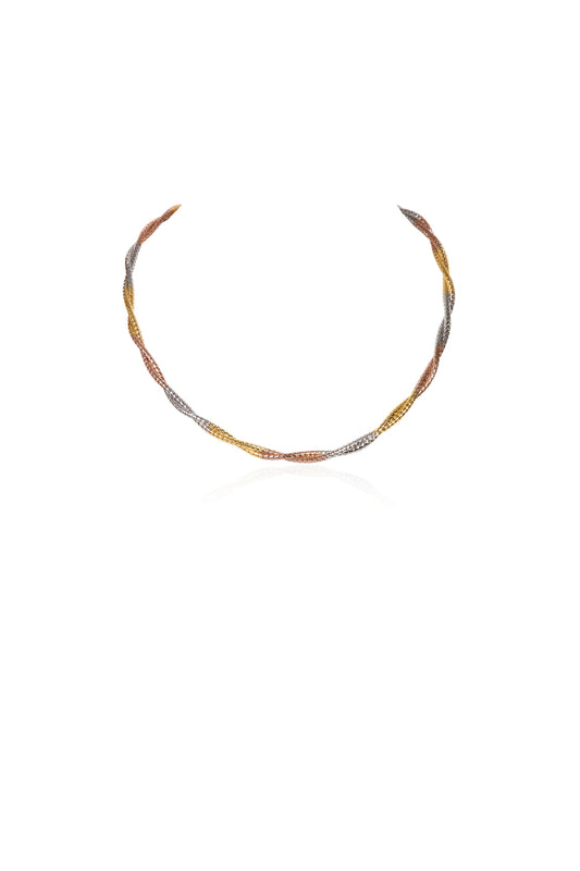 Elegant Multi-Tone Silver Braided Chain