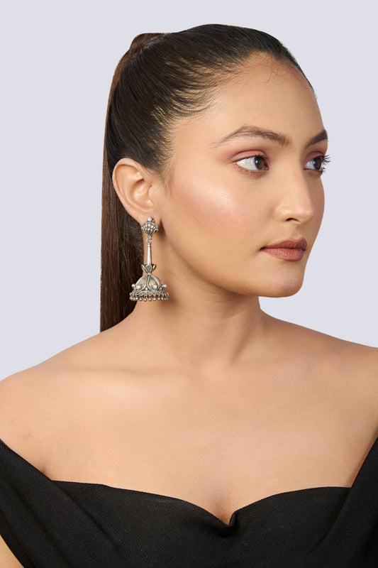 Teejh Kenisha Silver Oxidised Brass Earring Set with Pearls